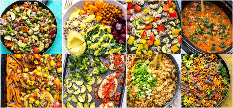meal prep recipe collage