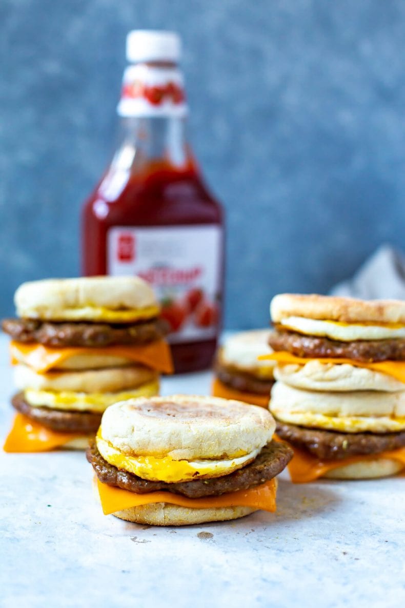 Meal Prep Egg and Sausage McMuffin sandwiches