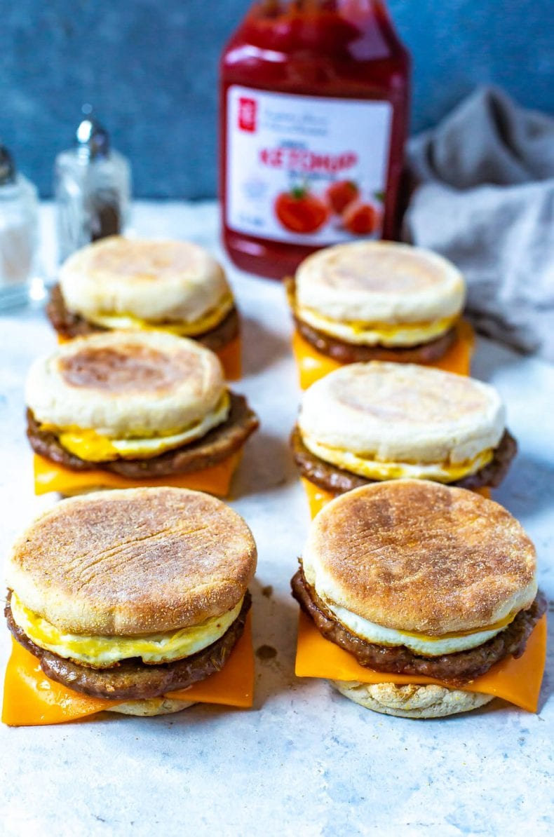meal prep breakfast sandwiches - Sausage Egg McMuffin