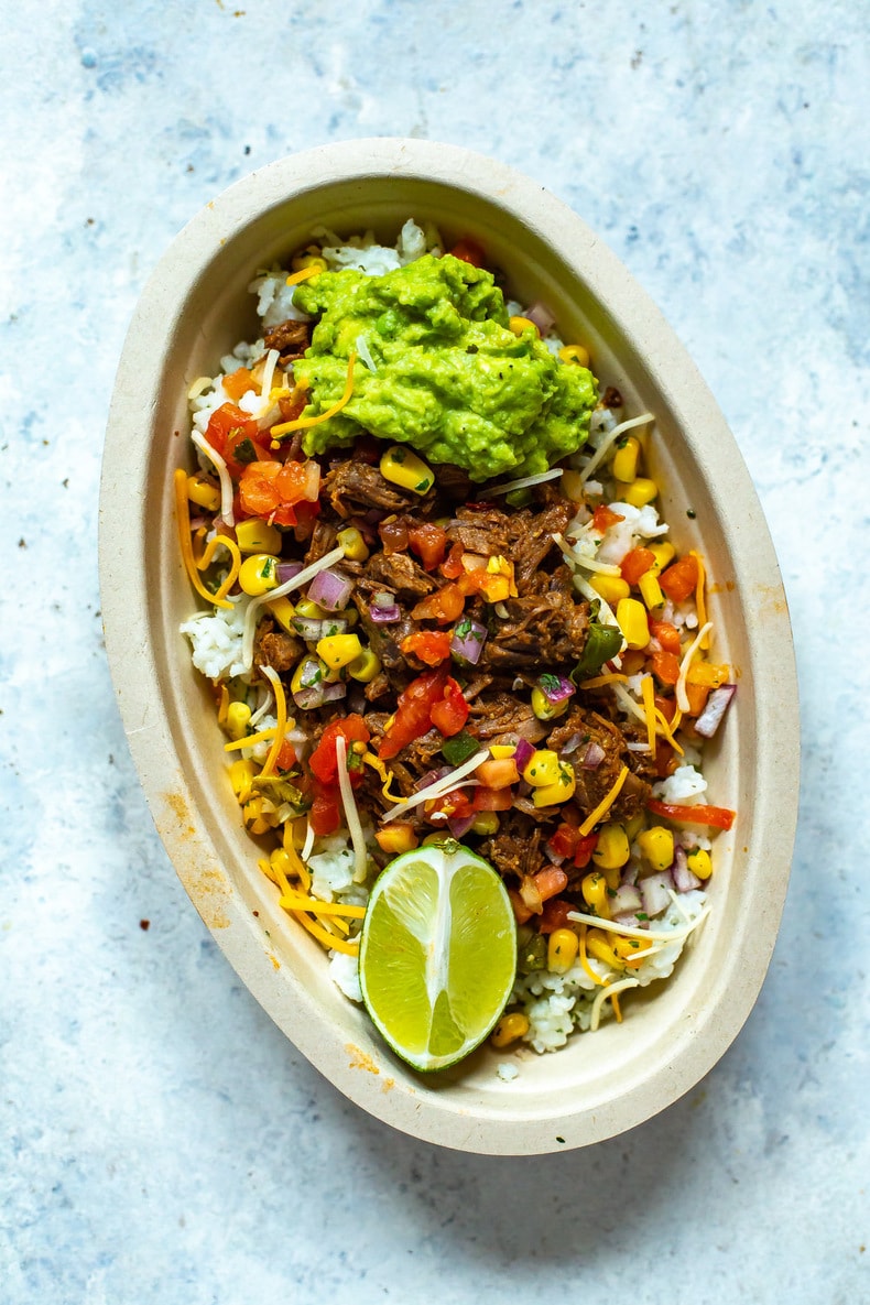 copycat version of Chipotle Barbacoa beef burrito bowl