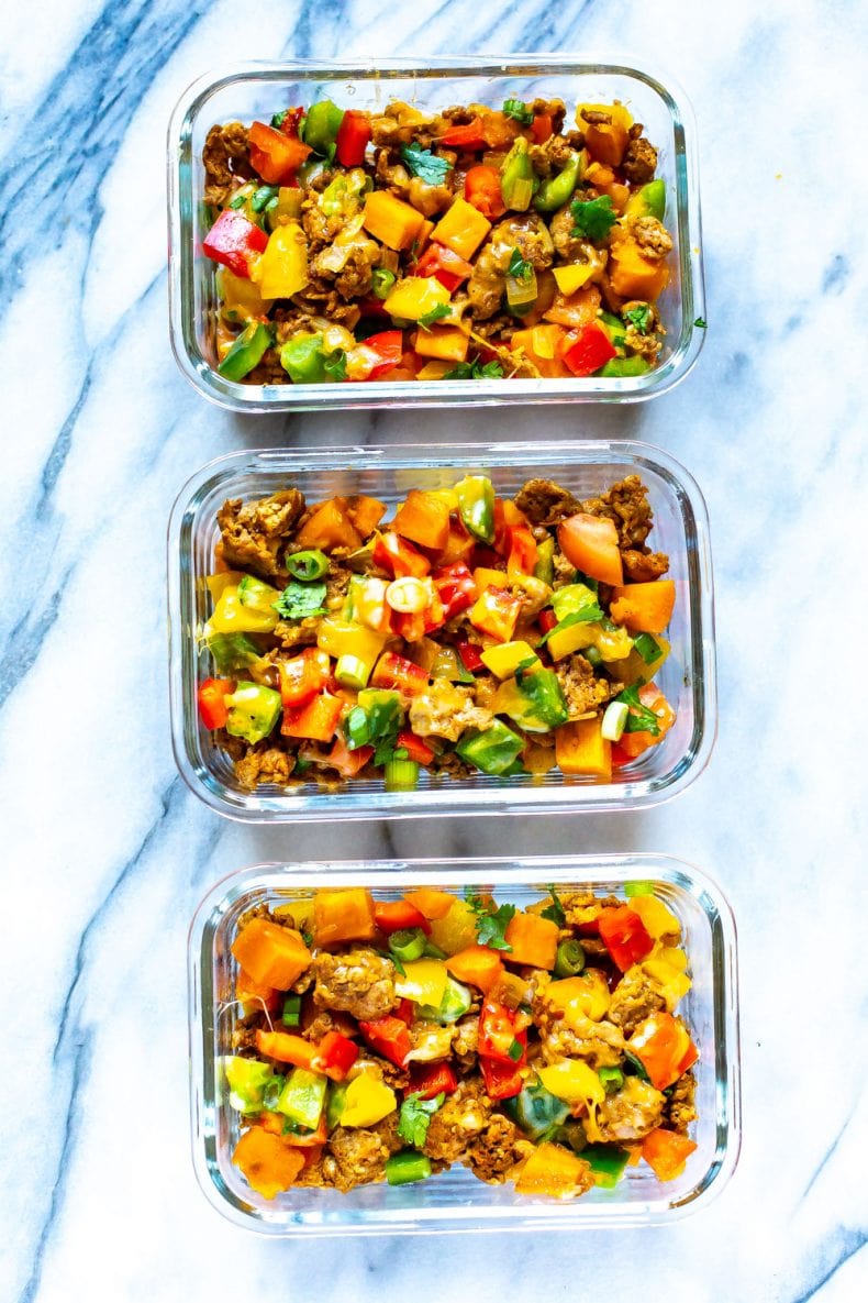 Meal Prep Skinny Taco Bake in meal prep containers
