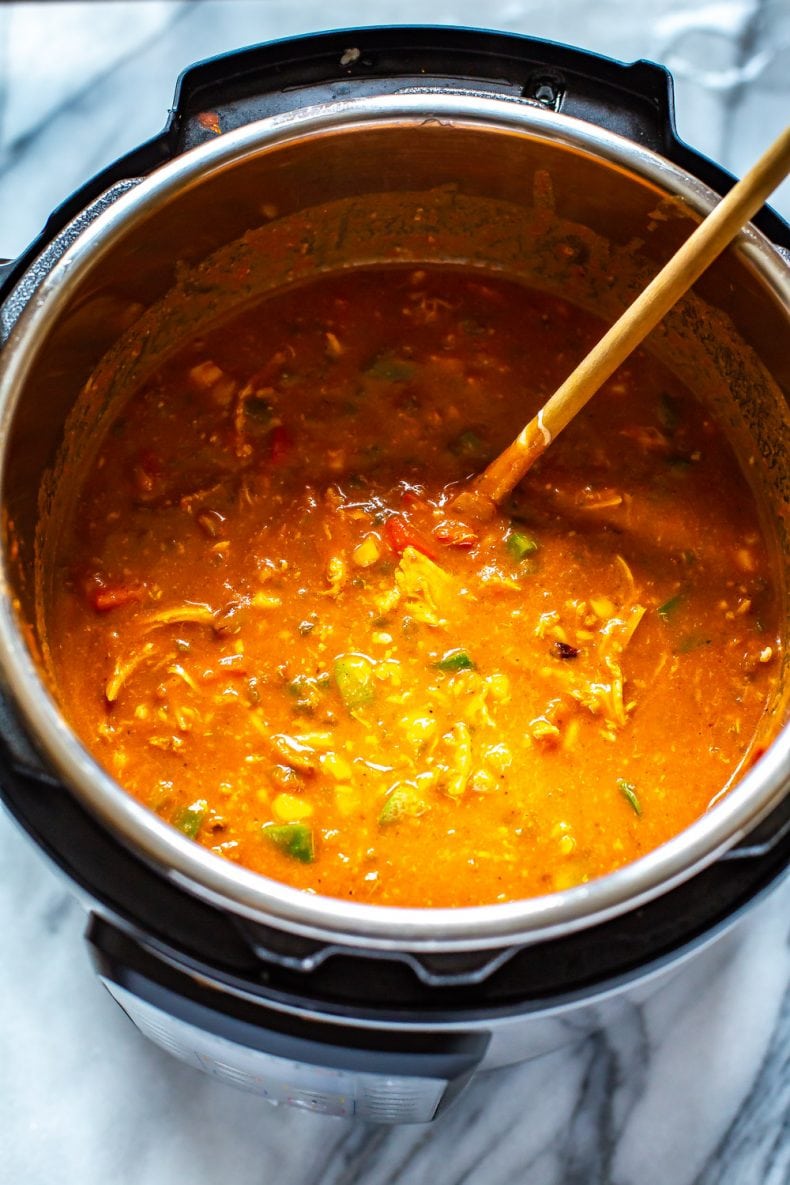Chicken Enchilada Soup in an electric pressure cooker