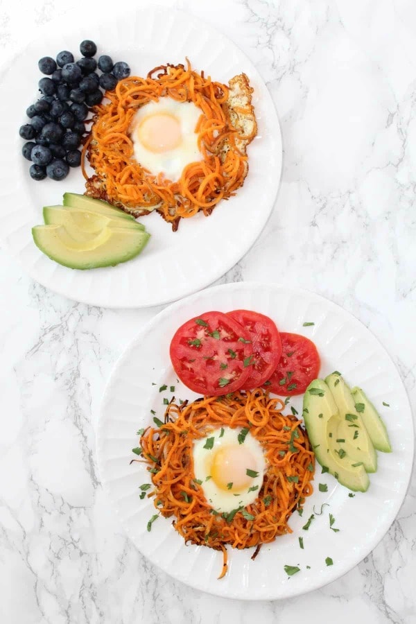 Spiralized Sweet Potato Egg in a Hole