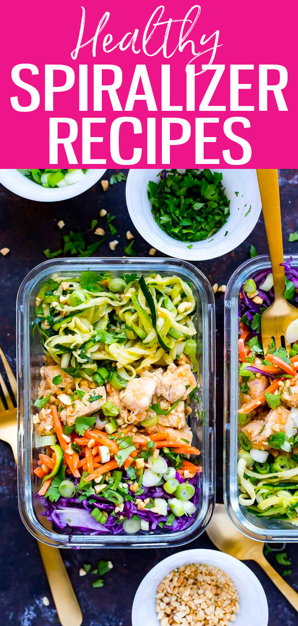 These 20 Spiralizer Recipes are healthy, easy and super delicious. Learn how to incorporate spiralized veggies into your weekly meal plan! #spiralizer #recipes