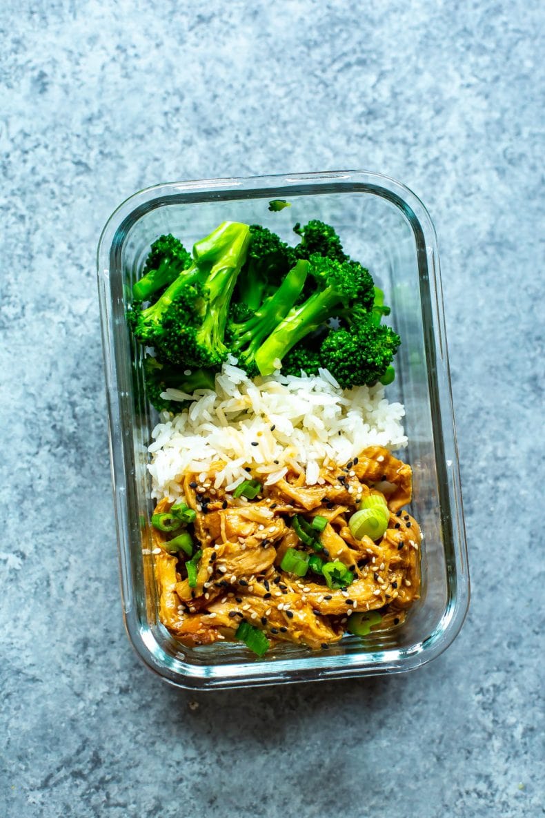 Chicken Teriyaki in glass meal prep container