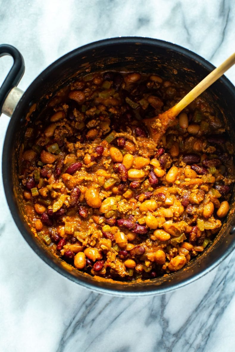 pot of chili with beans
