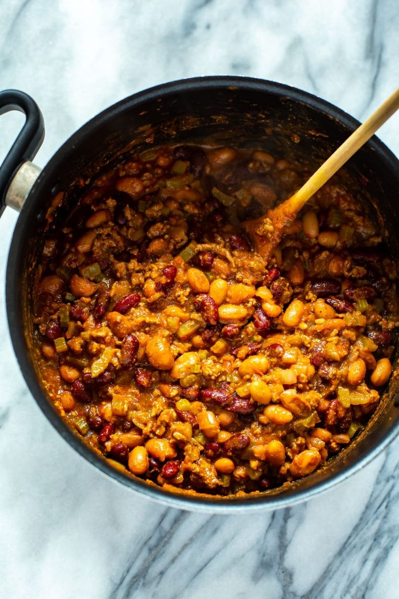 making homemade version of Wendy's chili in a large pot