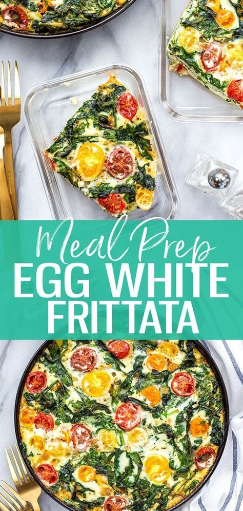 This 5-Ingredient Meal Prep Egg White Frittata is hands down the easiest way to get your work week breakfasts ready all at once - with minimal ingredients, prep time and clean-up, this will become your go-to meal prep each week! #eggwhite #frittata