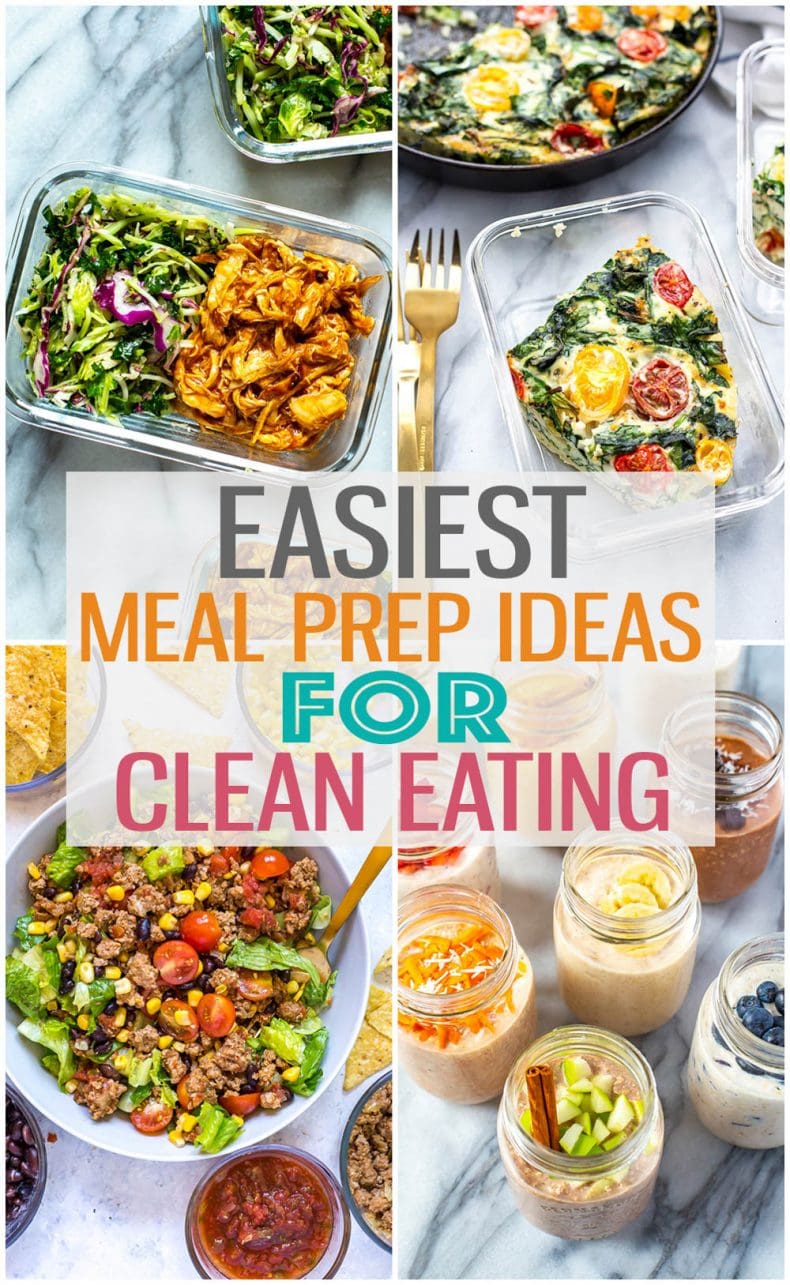 These clean eating meal prep ideas will help you learn to eat whole food ingredients while enjoying delicious, healthy food for breakfast, lunch and dinner!  #cleaneating #mealprep