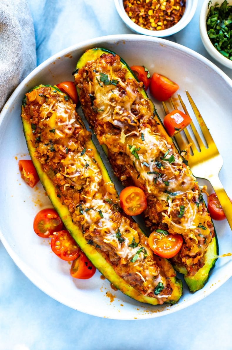 Stuffed Zucchini Boats : Chicken Parmesan Stuffed Zucchini Boats Flavor ...