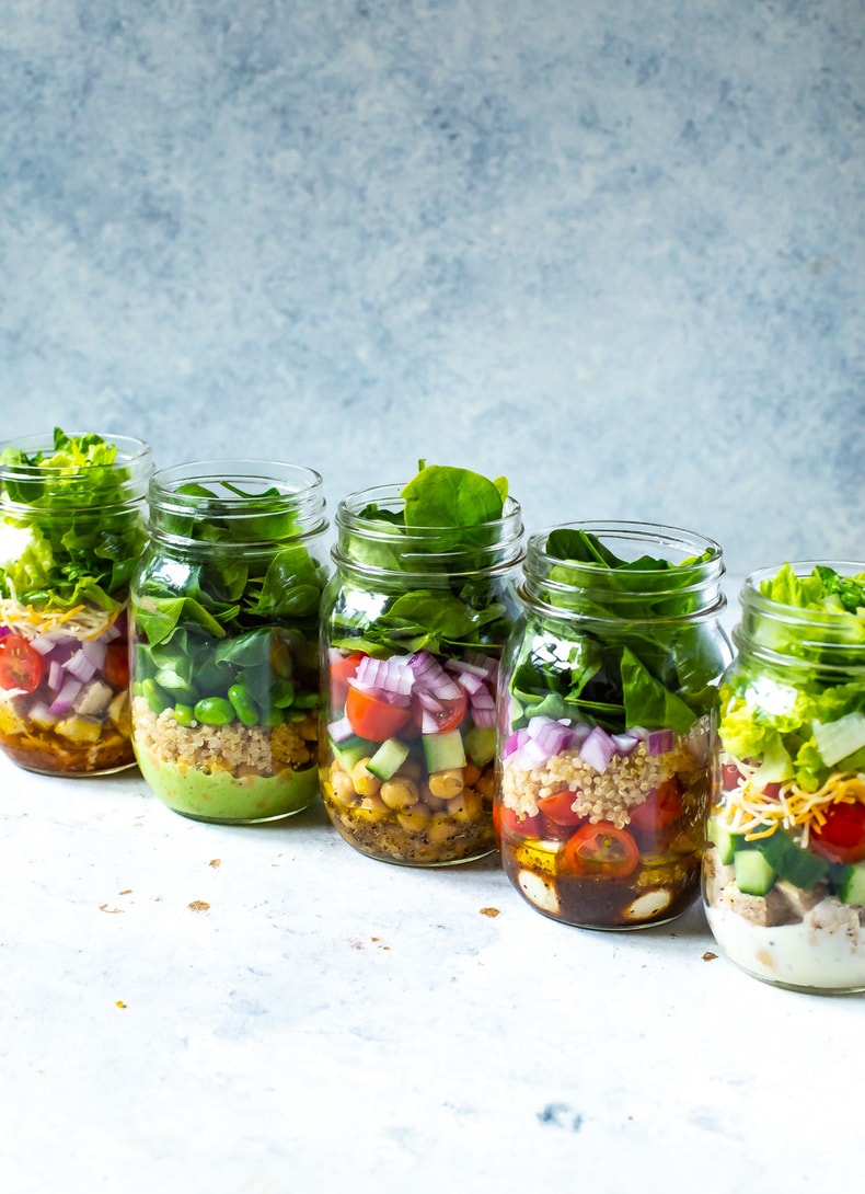 5 Mix & Match Mason Jar Salad Recipes {Healthy Lunches}