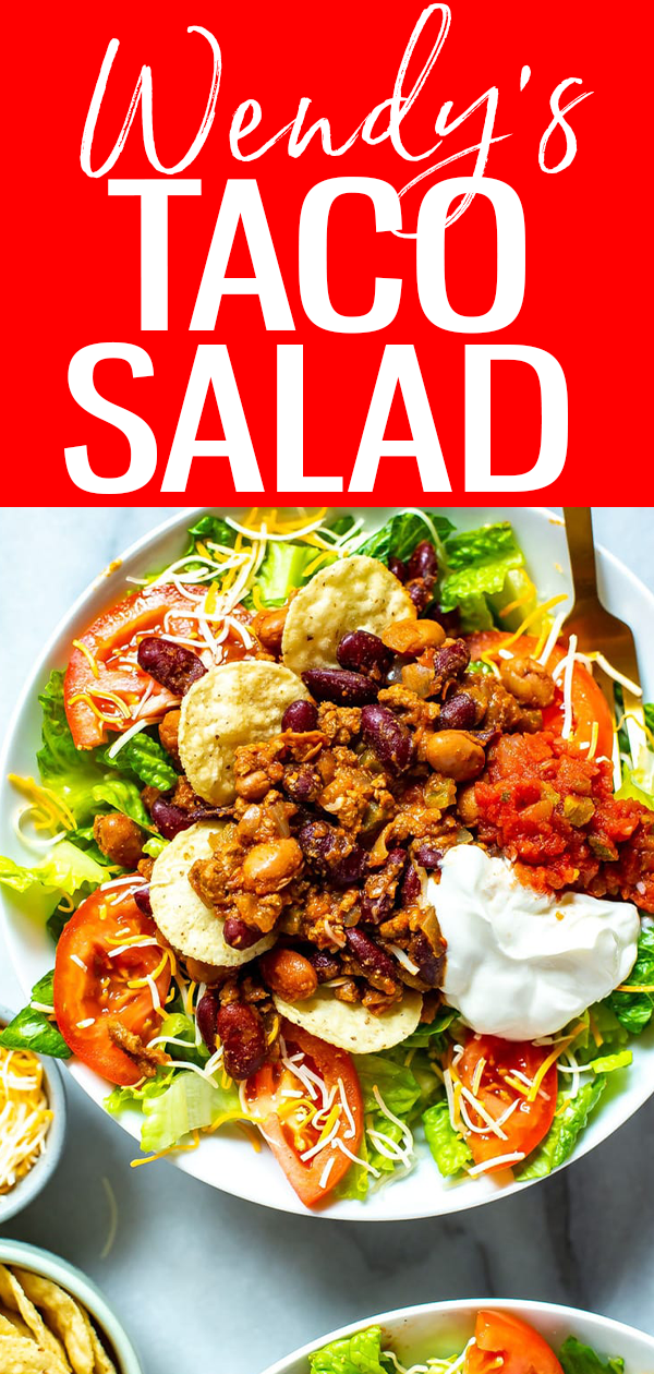 This Wendy's Taco Salad recipe is an almost exact copycat of the fast food chain's famous salad. You'll learn how to make the Wendy's chili recipe too! #copycatrecipe #tacosalad