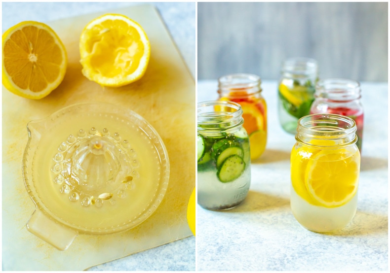 juicing lemons to make flavored water