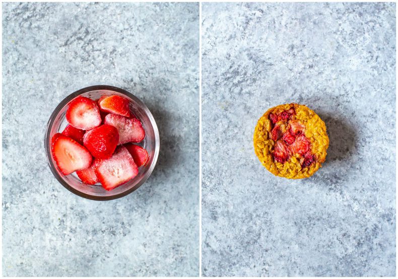 Meal Prep Baked Oatmeal Cups with strawberries