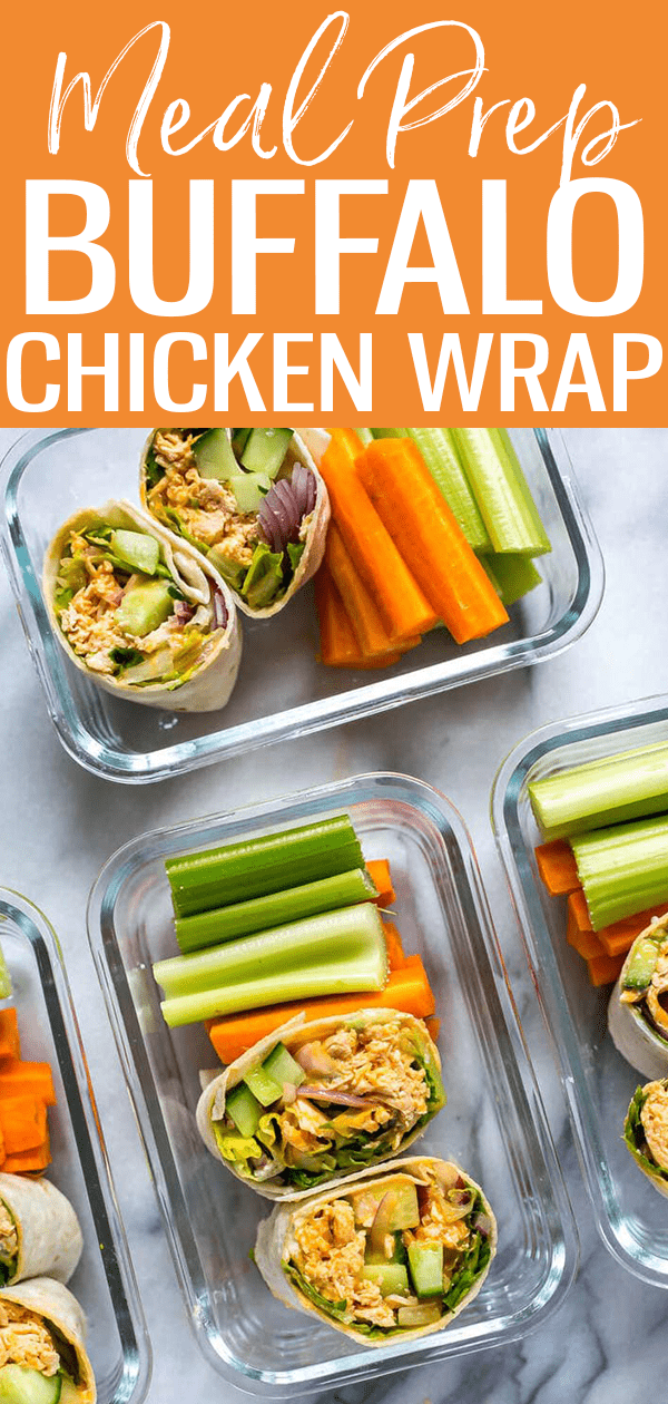 This Ultimate Meal Prep Buffalo Chicken Wrap is a delicious, easy lunch idea – pack them bento box style for work week lunches! #mealprep #buffalochicken
