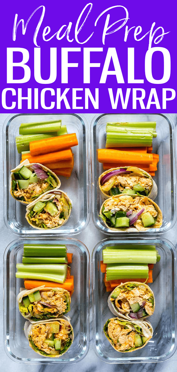 This Ultimate Meal Prep Buffalo Chicken Wrap is a delicious, easy lunch idea – pack them bento box style for work week lunches! #mealprep #buffalochicken
