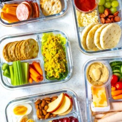 5 Healthy Bento Lunch Boxes all photographed on an angle