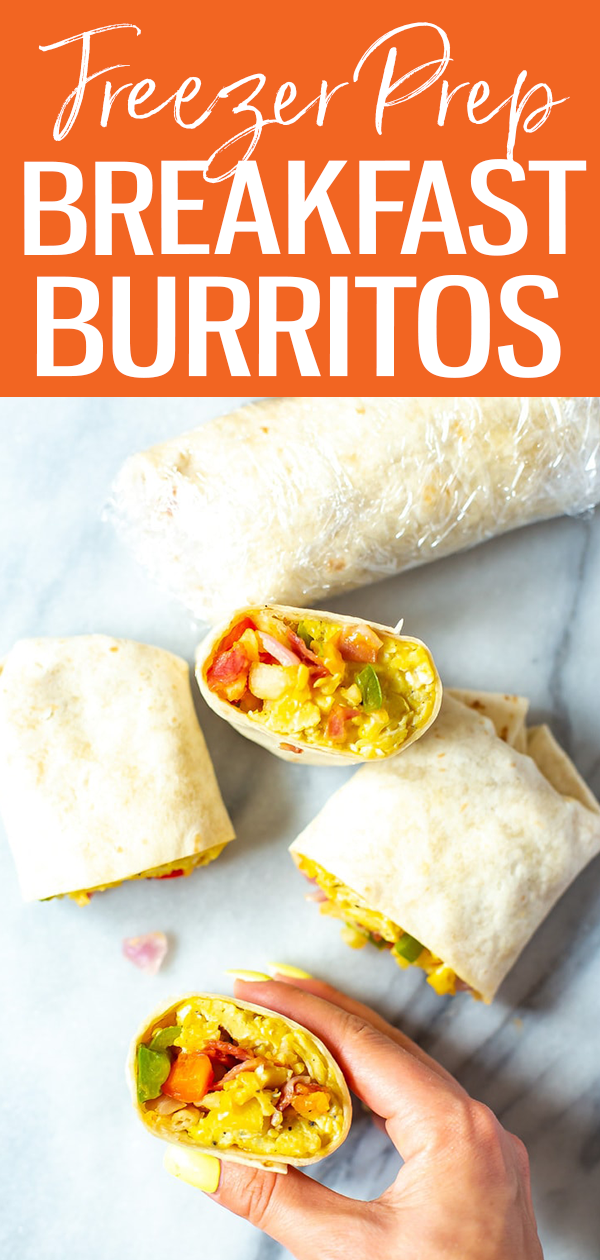 These Meal Prep Freezer Breakfast Burritos are a make ahead breakfast that you can grab on the go and take with you to work. #freezerprep #breakfastburrito