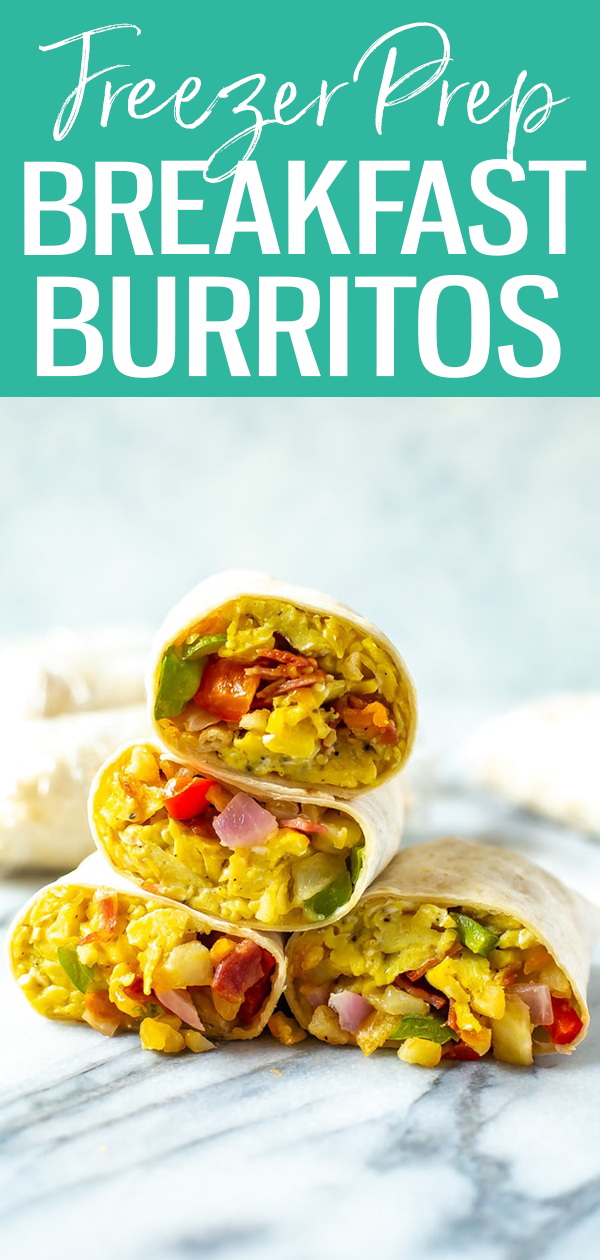 These Meal Prep Freezer Breakfast Burritos are a make ahead breakfast that you can grab on the go and take with you to work. #freezerprep #breakfastburrito