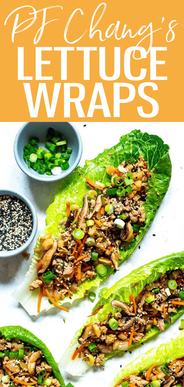These PF Chang's Chicken Lettuce Wraps are a super easy copycat of the restaurant version - and they are also a healthy, low carb dinner idea!  #lettucewraps #pfchangs #restaurantcopycat