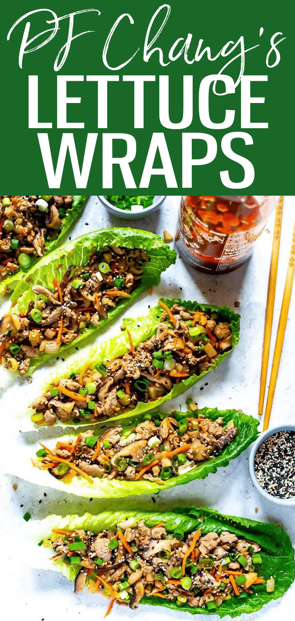 These PF Chang's Chicken Lettuce Wraps are a super easy copycat of the restaurant version - and they are also a healthy, low carb dinner idea!  #lettucewraps #pfchangs #restaurantcopycat