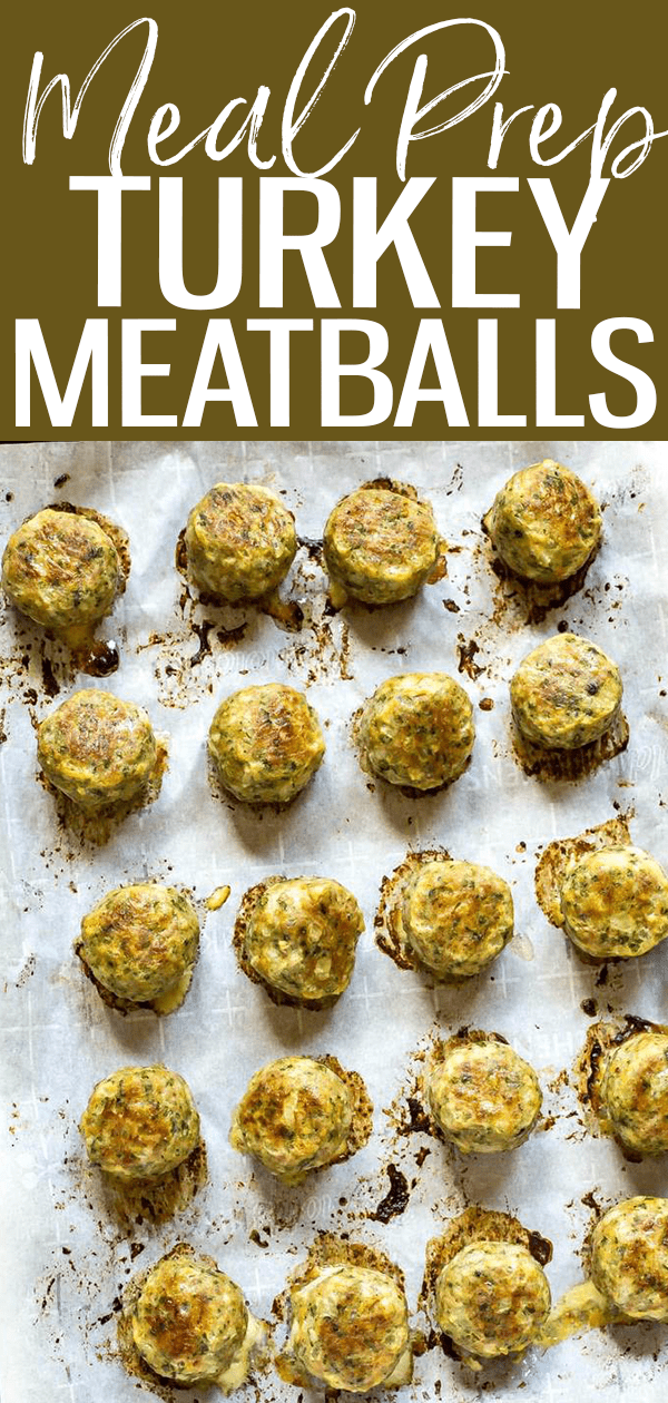 These Baked Turkey Meatballs are awesome for freezer-friendly meal prep! In this recipe for meatballs in the oven, I show you how to include them in low carb meal prep bowls so you can eat healthy lunches all week! #mealprep #turkeymeatballs