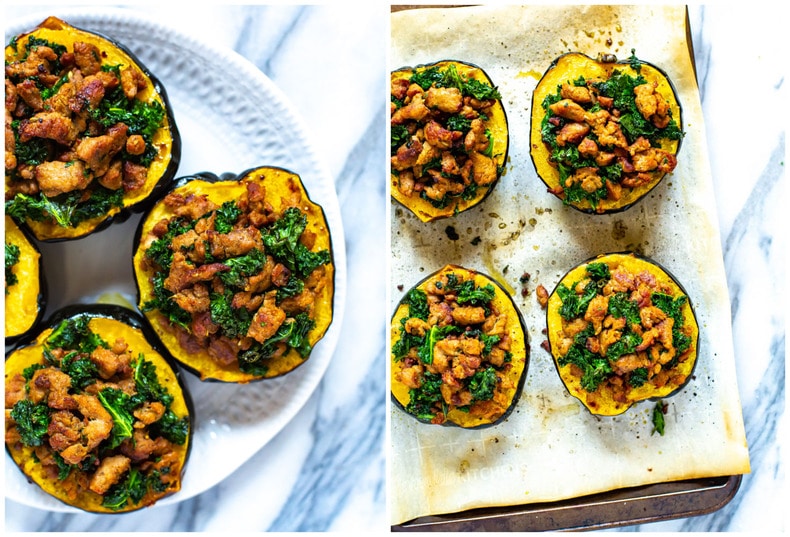 Easiest Sausage Stuffed Acorn Squash