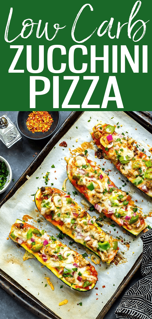 These Easy 30-Minute Zucchini Pizza Boats are a delicious, low-carb dinner idea perfect for satisfying those pizza cravings! #zucchinipizza #lowcarb