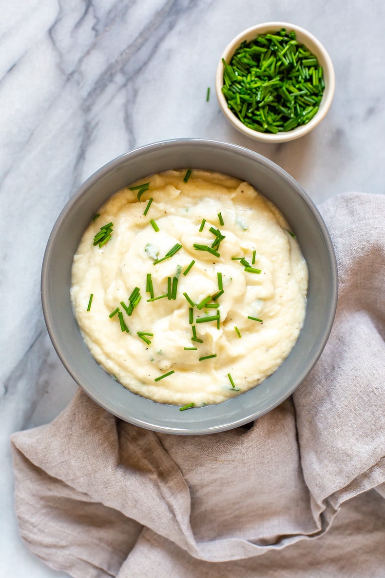 Creamy Cauliflower Mashed Potatoes {Low Carb} - The Girl on Bloor