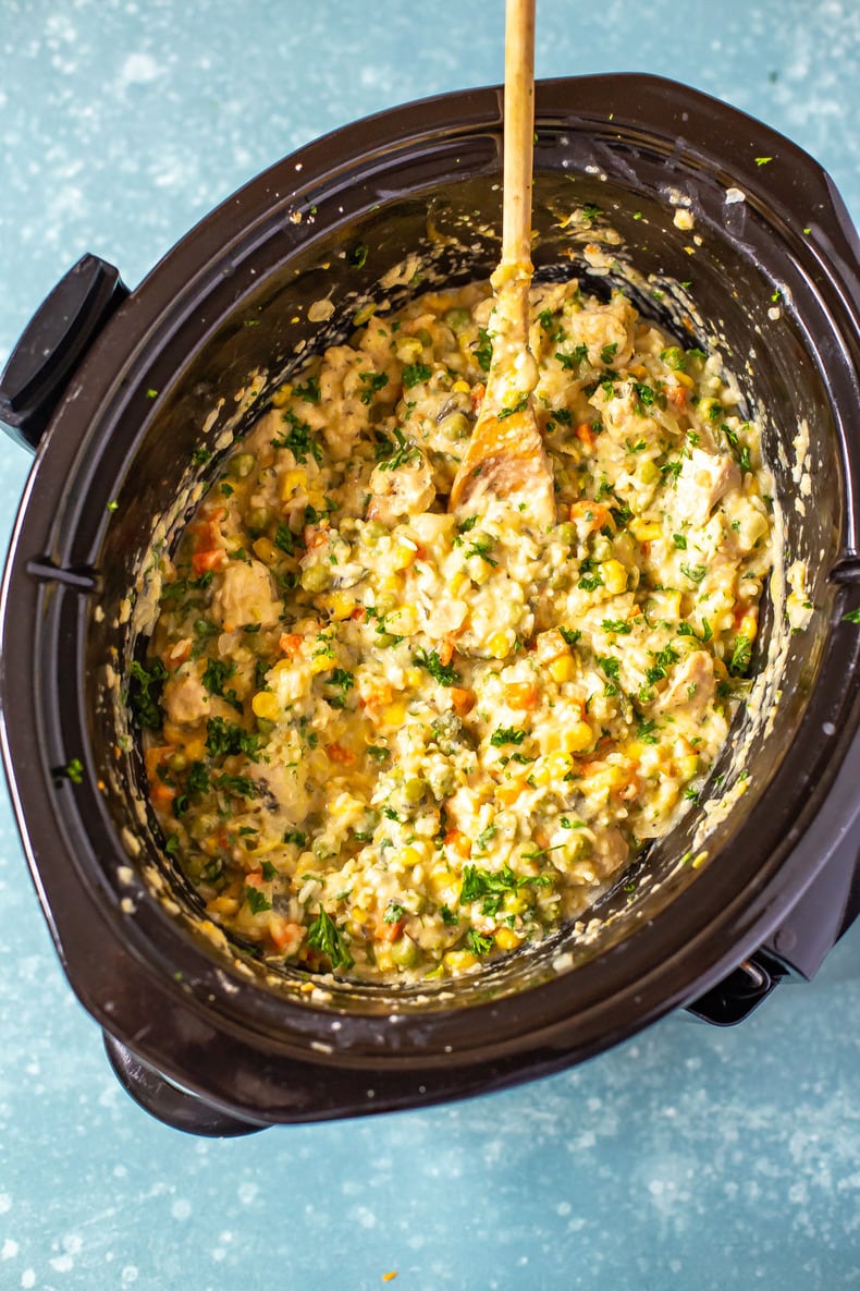 Creamiest Crockpot Chicken and Rice {Healthy Dump Dinner} - The Girl on ...