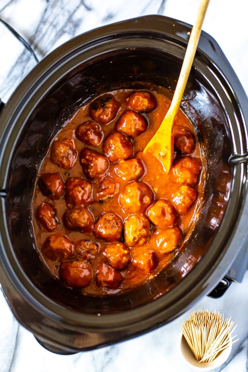 Crockpot Honey Garlic BBQ Meatballs {Super Easy} via The Girl on Bloor