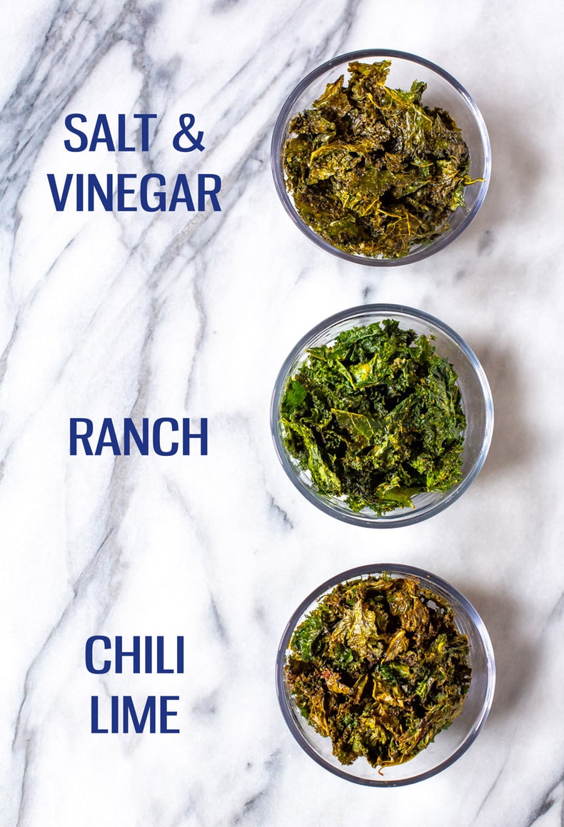 Kale chips 3 ways