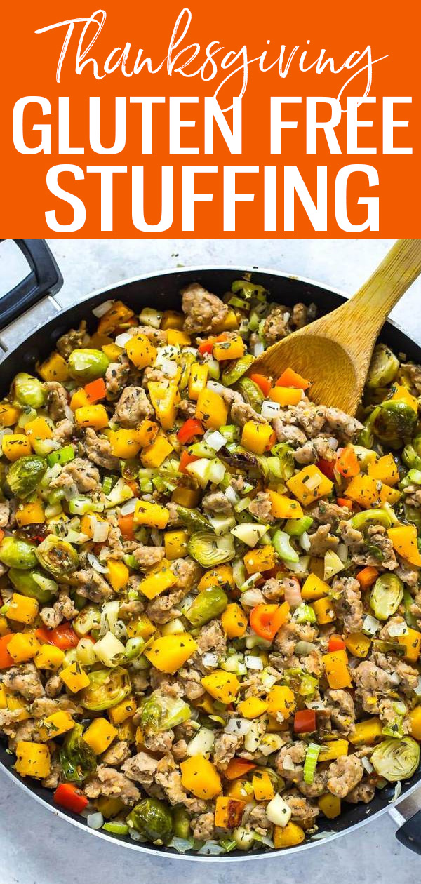 This Thanksgiving Paleo Gluten Free Stuffing is a delicious healthy alternative made with a ton of veggies and packed with fall flavours! #glutenfree #thanksgiving #fall