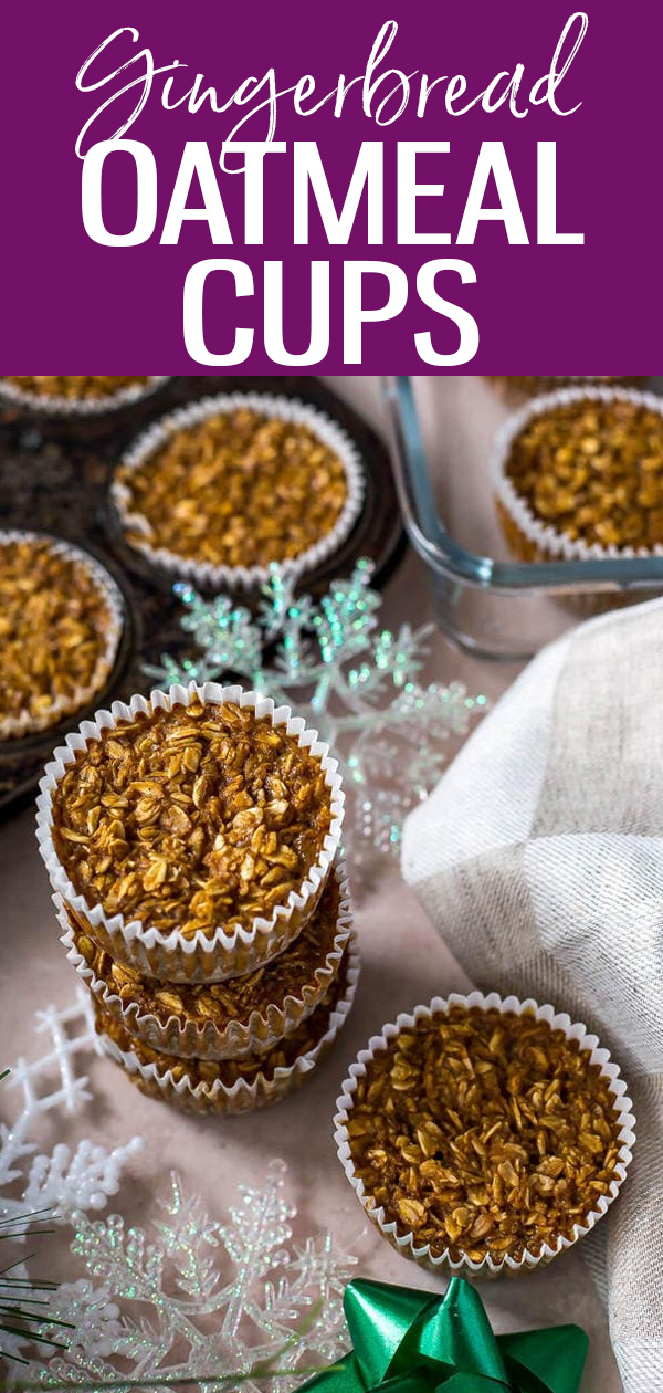 These Gingerbread Baked Oatmeal Cups are a holiday-inspired breakfast idea that you can meal prep and enjoy all week long! #gingerbread #oatmealcups