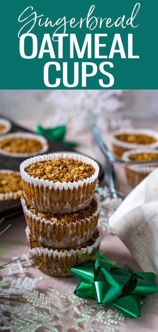 These Gingerbread Baked Oatmeal Cups are a holiday-inspired breakfast idea that you can meal prep and enjoy all week long! #gingerbread #oatmealcups