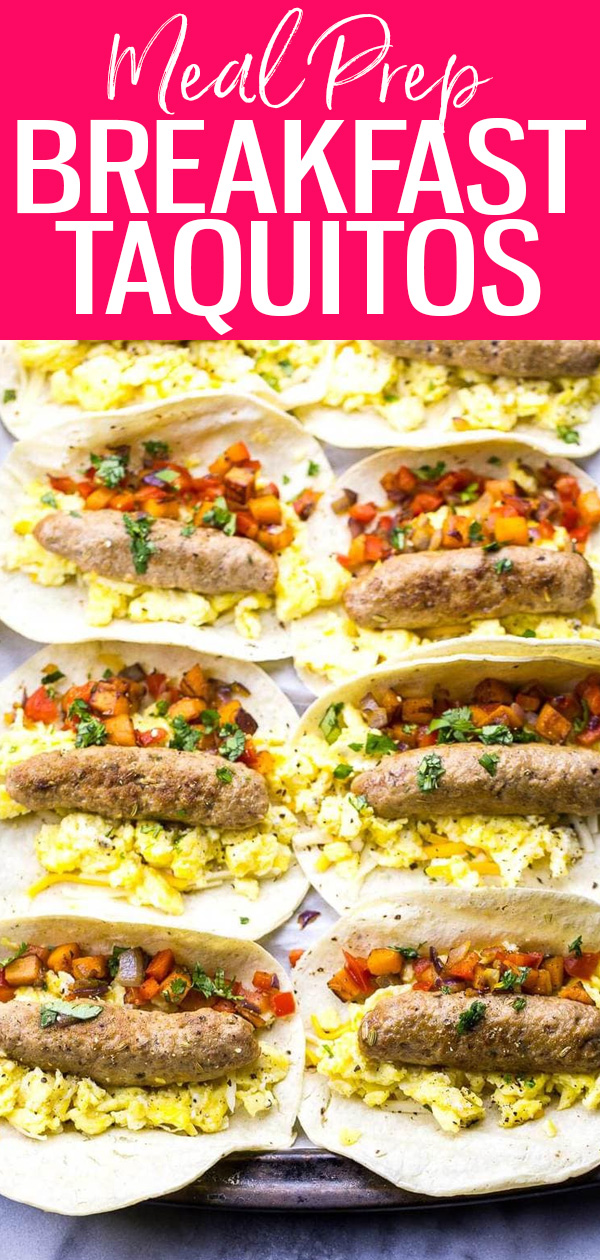 These Freezer-Friendly Breakfast Taquitos are the ultimate make-ahead breakfast for busy mornings, with scrambled eggs and breakfast sausage. #breakfasttaquitos #mealprep #freezerfriendly