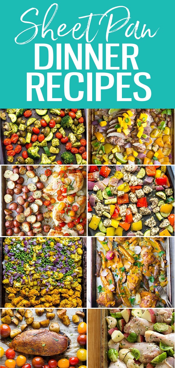 These Easy Sheet Pan Dinners come together super quickly and the oven does all the work for you. These healthy dinner ideas are a great way to eat your veggies and clean out your fridge! #sheetpan #mealprep