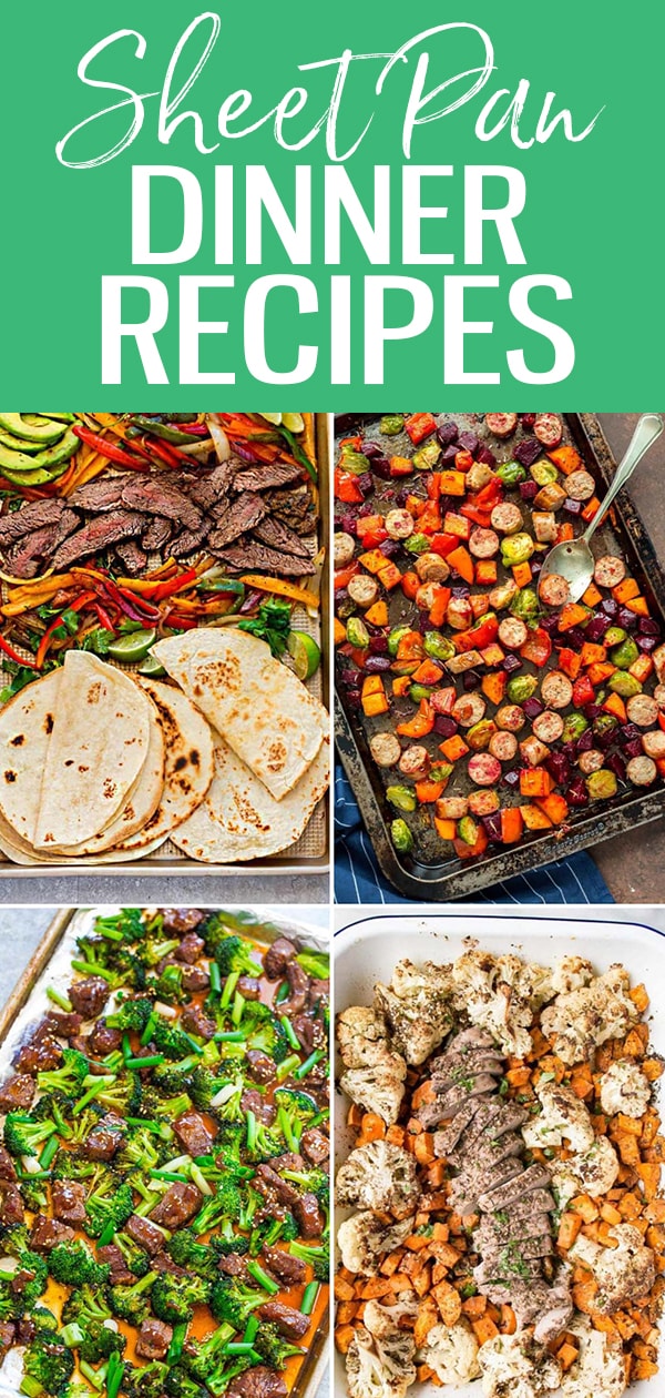 These Easy Sheet Pan Dinners come together super quickly and the oven does all the work for you. These healthy dinner ideas are a great way to eat your veggies and clean out your fridge! #sheetpan #mealprep