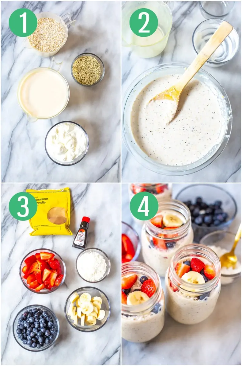 photo collage showing steps to make a make-ahead oatmeal recipe