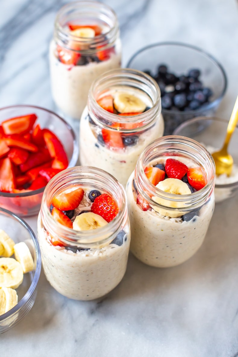 Overnight Steel Cut Oats in mason jars