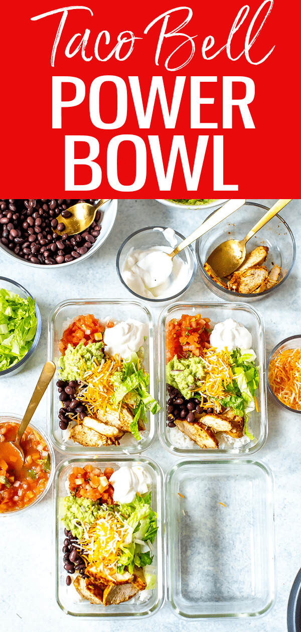 A Taco Bell Power Bowl is the perfect meal prep idea and is a healthier Taco Bell copycat recipe you can easily make at home in about 30 minutes! #tacobell #powerbowl