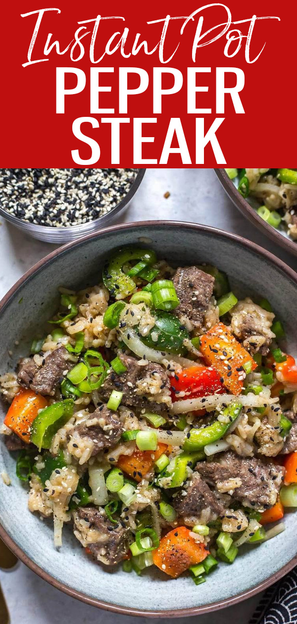 This Easy Instant Pot Pepper Steak is a delicious 30-minute dinner idea packed with bell peppers, sirloin steak and a tasty soy-pepper sauce! #instantpot #peppersteak