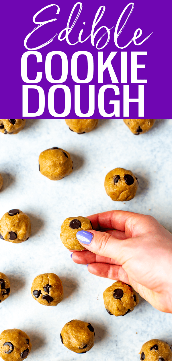 This Edible Cookie Dough is made using healthier ingredients such as oat flour, maple syrup and coconut oil. There are only 6 ingredients in this healthy dessert recipe! #cookiedough #ediblecookiedough