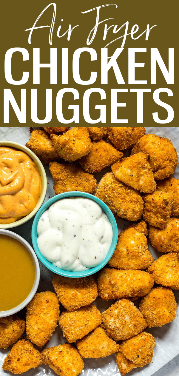 These homemade Airfryer Chicken Nuggets are a delicious, healthy way to enjoy fast food at home without the guilt - you can freeze them too! #airfryer #chickennuggets