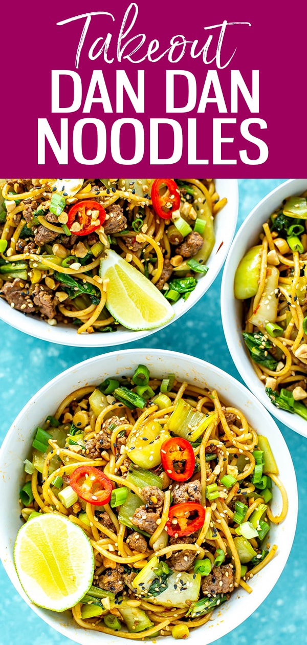 This is the easiest Dan Dan Noodles recipe. This spicy Chinese-inspired stir fry is made with ground beef, chili oil & greens for a tasty weeknight dinner! #dandannoodles
