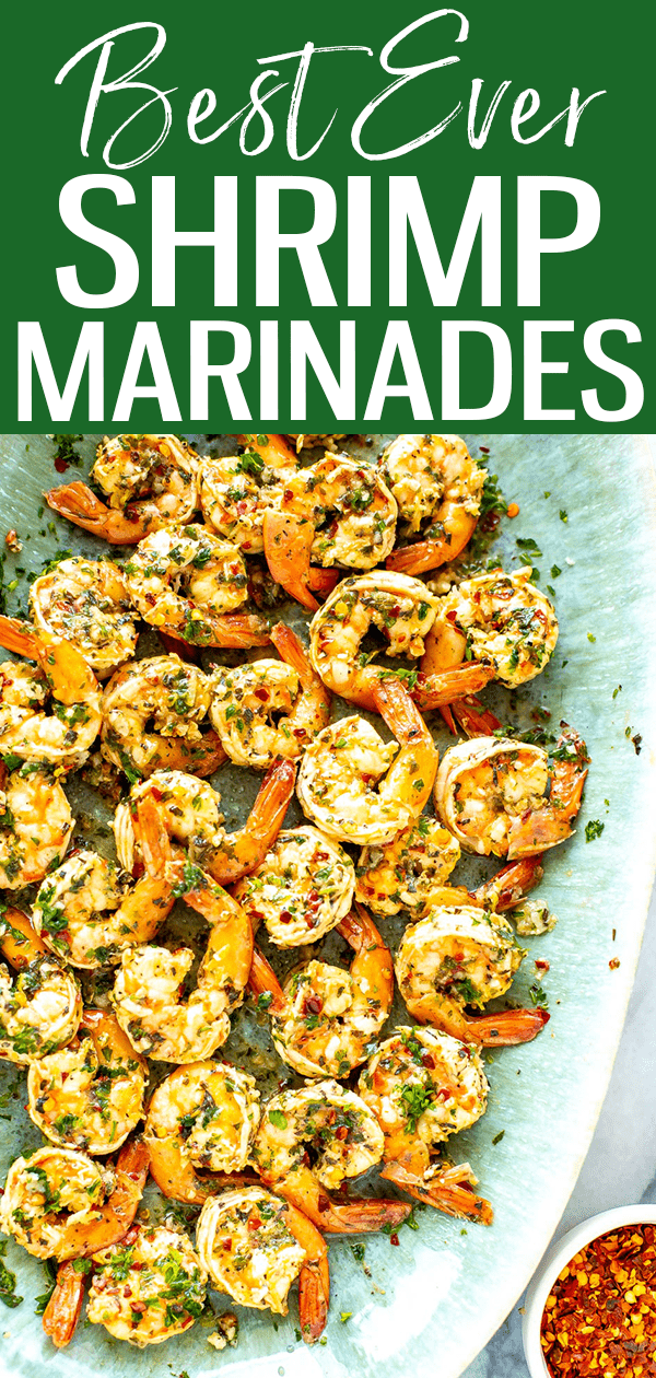 This is the Best Ever Shrimp Marinade, perfect for the grill and equally delicious sautéed. You'll want to make this lemony garlic shrimp over and over! #shrimpmarinade #summergrill
