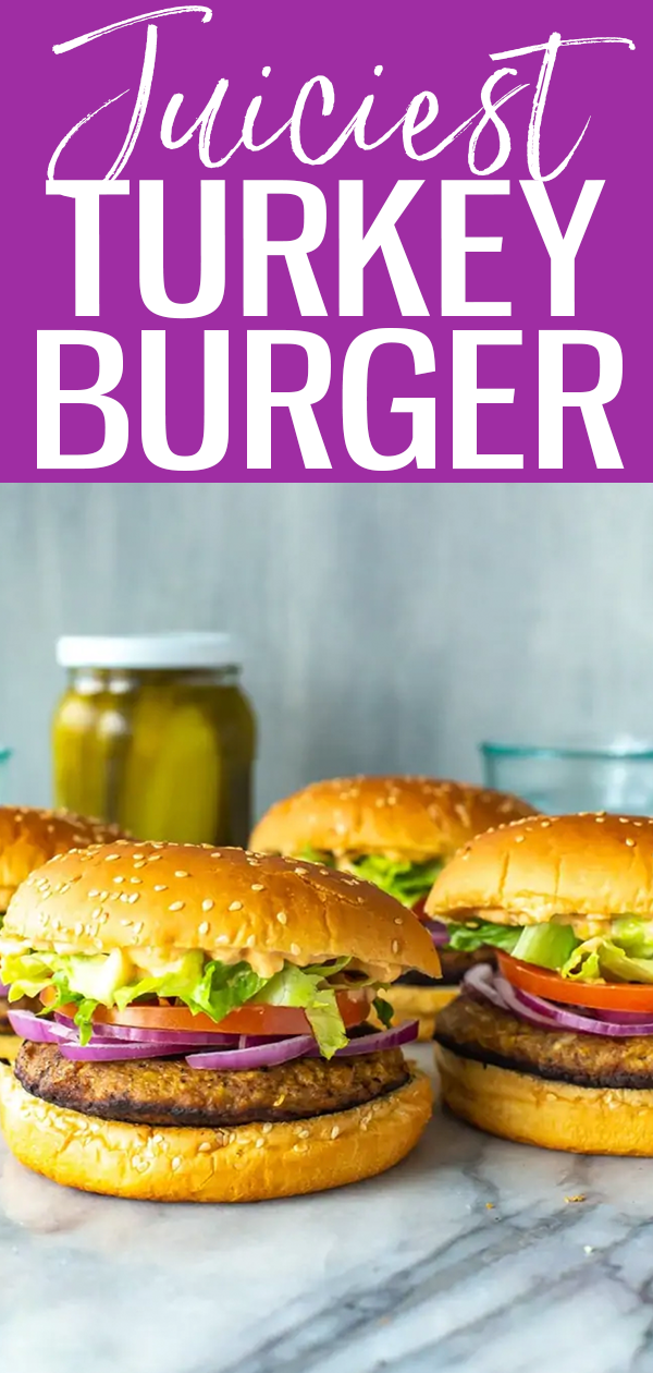 This is the Ultimate Juiciest Turkey Burger Recipe - the secret for explosive flavour is grated onions and garlic. It's super healthy too! #turkeyburger #mealprep