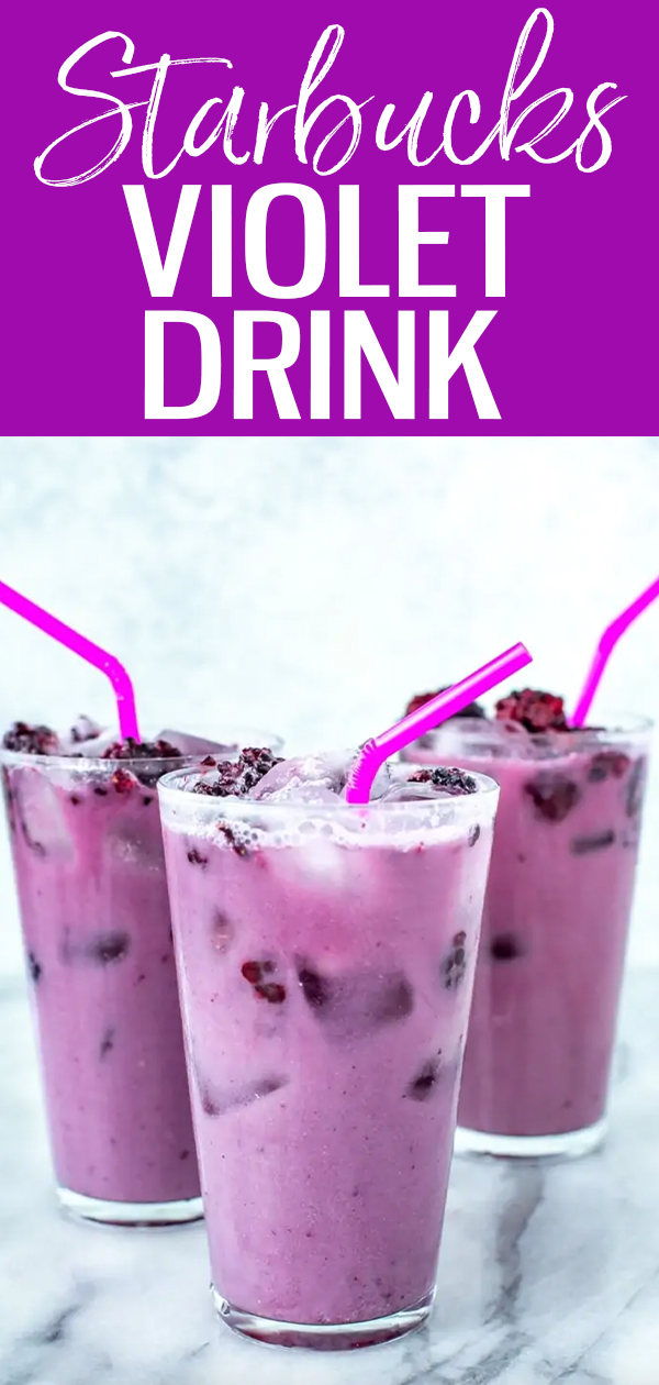 This Starbucks Violet Drink recipe is the PERFECT copycat, & comes together with 3 ingredients: hibiscus tea, berry juice & coconut milk. #violetdrink #starbuckscopycat