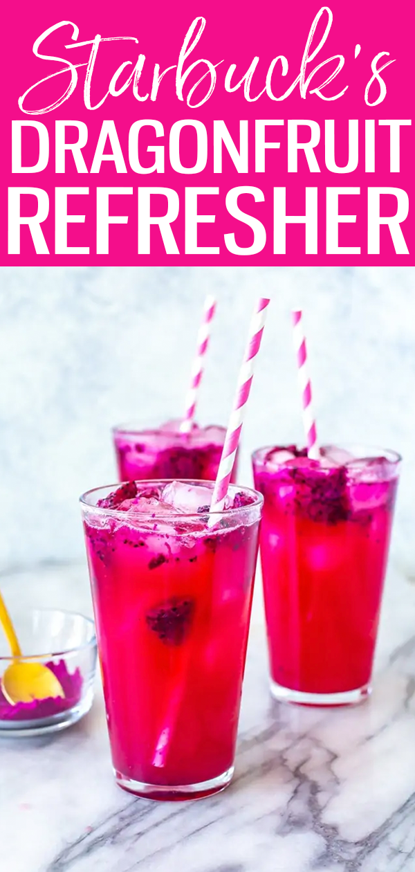 This Mango Dragonfruit Refresher is JUST like the version at Starbucks, and the ingredients are easier to find than you think! #starbuckscopycat #dragonfruitrefresher