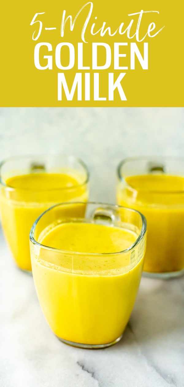 Here's how to make Golden Milk in just 5 minutes - all you need is your choice of milk, turmeric, cinnamon & ginger for this healing drink. #goldendrink #turmericlatte